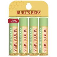 🍃 burt's bees 100% natural moisturizing lip balm with beeswax - cucumber mint flavor - 4 tubes logo