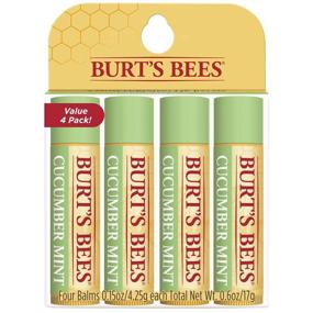 img 4 attached to 🍃 Burt's Bees 100% Natural Moisturizing Lip Balm with Beeswax - Cucumber Mint Flavor - 4 Tubes