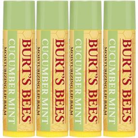 img 1 attached to 🍃 Burt's Bees 100% Natural Moisturizing Lip Balm with Beeswax - Cucumber Mint Flavor - 4 Tubes