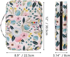 img 3 attached to 🌸 OVAKIA 220-Slot Colored Pencil Case with Zipper for Students and Artists - Watercolor Pencil Gel Pen Marker Highlighter Organizer - Large Capacity Handy Pen Bag - Watercolor Flower Design