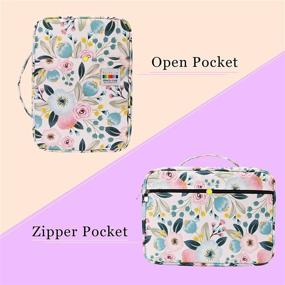 img 2 attached to 🌸 OVAKIA 220-Slot Colored Pencil Case with Zipper for Students and Artists - Watercolor Pencil Gel Pen Marker Highlighter Organizer - Large Capacity Handy Pen Bag - Watercolor Flower Design