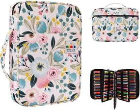 img 4 attached to 🌸 OVAKIA 220-Slot Colored Pencil Case with Zipper for Students and Artists - Watercolor Pencil Gel Pen Marker Highlighter Organizer - Large Capacity Handy Pen Bag - Watercolor Flower Design