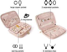 img 3 attached to 👜 BAGSMART Double Layer PU Leather Jewelry Organizer Roll: The Perfect Travel Companion for Rings, Necklaces, Bracelets, and Earrings in Pink