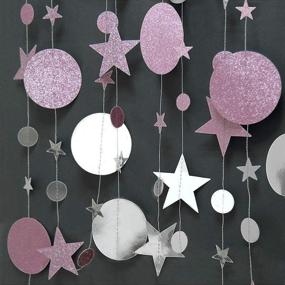 img 2 attached to 🎉 Glitter Silver Pink Polka Dot Circle Garland: Twinkle Little Star Decorations & Streamer Backdrop Banner for Girls Birthday Party Decor, Baby Shower, Wedding, Engagement, Anniversary, Sweet 16, Bridal Shower