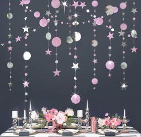 img 4 attached to 🎉 Glitter Silver Pink Polka Dot Circle Garland: Twinkle Little Star Decorations & Streamer Backdrop Banner for Girls Birthday Party Decor, Baby Shower, Wedding, Engagement, Anniversary, Sweet 16, Bridal Shower