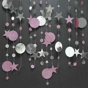 img 3 attached to 🎉 Glitter Silver Pink Polka Dot Circle Garland: Twinkle Little Star Decorations & Streamer Backdrop Banner for Girls Birthday Party Decor, Baby Shower, Wedding, Engagement, Anniversary, Sweet 16, Bridal Shower