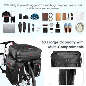 img 2 attached to 🚲 WOTOW 50L Large Capacity Bike Pannier Bags - Water Resistant Bicycle Rear Rack Saddle Bag for Cycling, Hiking, Expedition, Touring - Reflective Trim, Back Seat Carriers