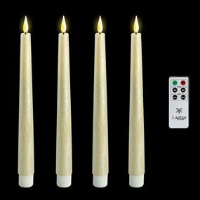 img 4 attached to 🕯️ Flameless Taper Candles with Remote - Gold Matte Wax, 4 Pack, 9 Inch – Battery Operated, Timer & Batteries Included