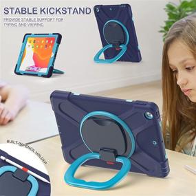 img 2 attached to Protective iPad Case for Kids - BRAECNstock Kids Case for iPad 9th/8th/7th Generation, iPad 10.2 inch 2021/2020/2019 with Kickstand, Grip Handle, Shoulder Strap, Screen Protector, Pencil Holder, and Cap Holder