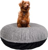 🐾 bessie and barnie signature serenity grey/ black puma plush faux fur bagel pet/dog bed with extra luxury (available in multiple sizes) logo