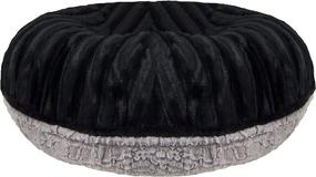 img 2 attached to 🐾 BESSIE AND BARNIE Signature Serenity Grey/ Black Puma Plush Faux Fur Bagel Pet/Dog Bed with Extra Luxury (Available in Multiple Sizes)