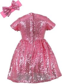 img 3 attached to ANATA Girls Sequin Party Dress for Toddler Baby Princess: Solid Little Girls' Wedding Gown with Short Sleeves & Headband