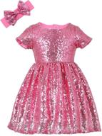 anata girls sequin party dress for toddler baby princess: solid little girls' wedding gown with short sleeves & headband logo