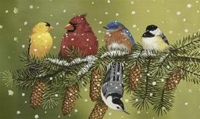 img 4 attached to Toland Home Garden Snowy Friends 18 x 🕊️ 30 Inch Winter Bird Branch Pine Doormat - 800093