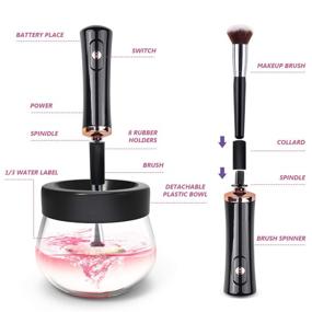 img 3 attached to 🌟 STARTO Makeup Brush Cleaner & Dryer Kit | 8 Rubber Collars | Automatic Electric Cosmetic Brush Cleaner | Quick & Effective Tools | Suitable for Most Makeup Brushes