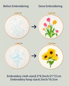 img 2 attached to Caydo 2 Pack 3D Embroidery Kit: Stamped Sunflower & Tulip Bush Patterns with Hoop & Instruction - Perfect for Adult Beginners!