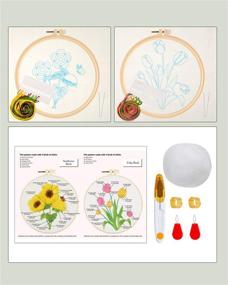 img 3 attached to Caydo 2 Pack 3D Embroidery Kit: Stamped Sunflower & Tulip Bush Patterns with Hoop & Instruction - Perfect for Adult Beginners!