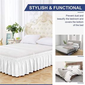 img 2 attached to Enhance Your Bed's Look with BIGTONE Queen Size White Bed Skirt Wrap Around Elastic Dust Ruffles - Wrinkle and Fade Resistant Design with Adjustable Elastic Belt - 15 Inch Drop