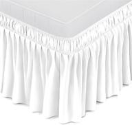 enhance your bed's look with bigtone queen size white bed skirt wrap around elastic dust ruffles - wrinkle and fade resistant design with adjustable elastic belt - 15 inch drop logo