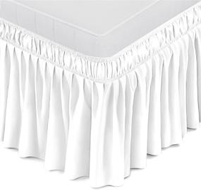 img 4 attached to Enhance Your Bed's Look with BIGTONE Queen Size White Bed Skirt Wrap Around Elastic Dust Ruffles - Wrinkle and Fade Resistant Design with Adjustable Elastic Belt - 15 Inch Drop