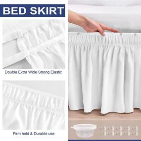 img 1 attached to Enhance Your Bed's Look with BIGTONE Queen Size White Bed Skirt Wrap Around Elastic Dust Ruffles - Wrinkle and Fade Resistant Design with Adjustable Elastic Belt - 15 Inch Drop