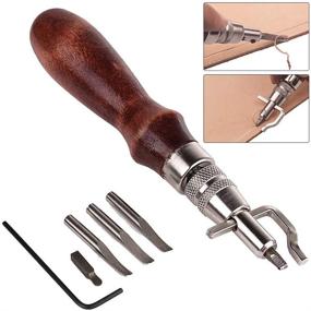 img 3 attached to 🛠️ Versatile 7-in-1 Leather Working Tools Kit: CJRSLRB Adjustable Stitching Groover, Creasing Edge Beveler, and Skiving Grooving Tools