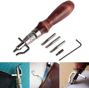 img 4 attached to 🛠️ Versatile 7-in-1 Leather Working Tools Kit: CJRSLRB Adjustable Stitching Groover, Creasing Edge Beveler, and Skiving Grooving Tools