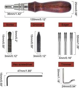 img 2 attached to 🛠️ Versatile 7-in-1 Leather Working Tools Kit: CJRSLRB Adjustable Stitching Groover, Creasing Edge Beveler, and Skiving Grooving Tools