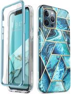 📱 i-blason cosmo series case for iphone 12 pro max 6.7 inch (2020 release) - slim full-body stylish protective case with built-in screen protector (ocean) logo