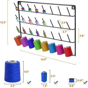 img 3 attached to 🧵 Efficient Wall Mounted Metal Thread Holder, 32 Spools Thread Rack Organizer for Embroidery, Hair Braiding, Sewing, Includes Hanging Hardware - Pack of 2