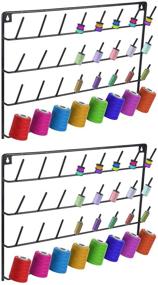 img 4 attached to 🧵 Efficient Wall Mounted Metal Thread Holder, 32 Spools Thread Rack Organizer for Embroidery, Hair Braiding, Sewing, Includes Hanging Hardware - Pack of 2