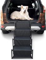 🐶 niubya large dog steps – lightweight aluminum foldable pet ladder ramp with nonslip surface for high beds, trucks, cars, and suvs – supports 150 lbs – black logo