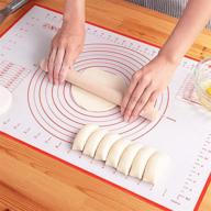 🥐 limnuo silicone pastry mat - extra thick non-stick baking mat with measurements - non-slip, counter mat, dough rolling mat - oven liner, pie crust mat (16'' w x 20'' l, red) logo
