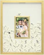 📸 mimosa moments signature picture frame, unique wedding guest book (gold with 80 heart symbols) logo
