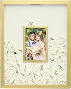 img 4 attached to 📸 MIMOSA MOMENTS Signature Picture Frame, Unique Wedding Guest Book (Gold with 80 heart symbols)