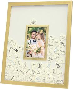 img 3 attached to 📸 MIMOSA MOMENTS Signature Picture Frame, Unique Wedding Guest Book (Gold with 80 heart symbols)