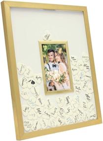 img 2 attached to 📸 MIMOSA MOMENTS Signature Picture Frame, Unique Wedding Guest Book (Gold with 80 heart symbols)