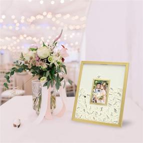 img 1 attached to 📸 MIMOSA MOMENTS Signature Picture Frame, Unique Wedding Guest Book (Gold with 80 heart symbols)