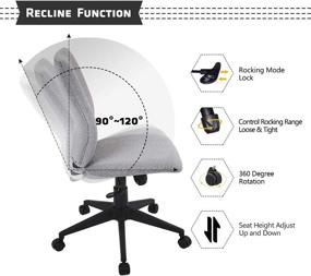 img 2 attached to Bowthy Office Chair - Armless Ergonomic Desk Chair Without Arms, Mid Back Fabric Swivel Chair for Computer Tasks (Gray)