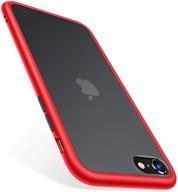 📱 torras shockproof iphone se 2020/8 case - military grade drop test, translucent matte hard shell with soft bumper, slim design - red (guardian series) logo