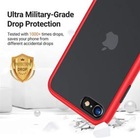 img 3 attached to 📱 TORRAS Shockproof iPhone SE 2020/8 Case - Military Grade Drop Test, Translucent Matte Hard Shell with Soft Bumper, Slim Design - Red (Guardian Series)