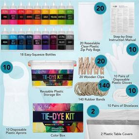 img 2 attached to 🎨 Tie Dye Kit - 18 Vivid and Lively Colors in Convenient Squeeze Bottles with Adequate Supplies for 10 Individuals - DIY Tie Dye Bundle for Children, Adults, and Gatherings - Fabric Dye Colors for Shirts and Clothing