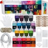 🎨 tie dye kit - 18 vivid and lively colors in convenient squeeze bottles with adequate supplies for 10 individuals - diy tie dye bundle for children, adults, and gatherings - fabric dye colors for shirts and clothing logo