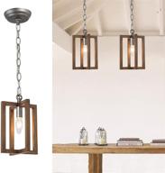 🏡 rustic wood farmhouse pendant lighting: perfect for kitchen island, dining room, and foyer decor - log barn 6.5" w pendant light логотип