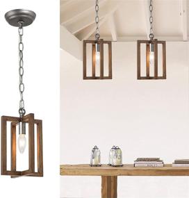 img 2 attached to 🏡 Rustic Wood Farmhouse Pendant Lighting: Perfect for Kitchen Island, Dining Room, and Foyer Decor - LOG BARN 6.5" W Pendant Light