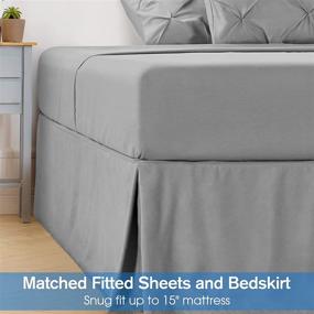 img 2 attached to 🛏️ BYSURE Comforter Queen Sets with Sheets, 8-Piece Light Grey Pinch Pleated Bed-in-a-Bag Bundle, 1 Comforter (88x88), 1 Bed Skirt, 1 Flat Sheet, 1 Fitted Sheet, 2 Pillowcases, 2 Pillow Shams