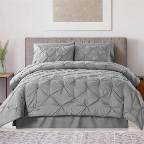 img 3 attached to 🛏️ BYSURE Comforter Queen Sets with Sheets, 8-Piece Light Grey Pinch Pleated Bed-in-a-Bag Bundle, 1 Comforter (88x88), 1 Bed Skirt, 1 Flat Sheet, 1 Fitted Sheet, 2 Pillowcases, 2 Pillow Shams