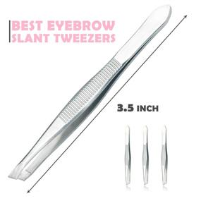 img 3 attached to 🔧 12-Piece Slant Tip Stainless Steel Tweezers Set - Precision Facial Hair and Ingrown Hair Removal - Professional Eyebrow Tweezers for Men and Women