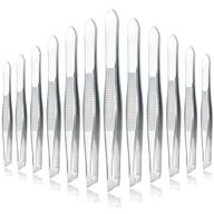 🔧 12-piece slant tip stainless steel tweezers set - precision facial hair and ingrown hair removal - professional eyebrow tweezers for men and women logo