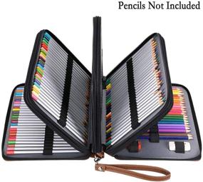img 3 attached to 🖍️ BTSKY 200-Slot Colored Pencil Organizer - Premium PU Leather Pencil Holder Case with Detachable Handle Strap - Large Pencil Box for Colored Pencils, Watercolor Pencils - Brown